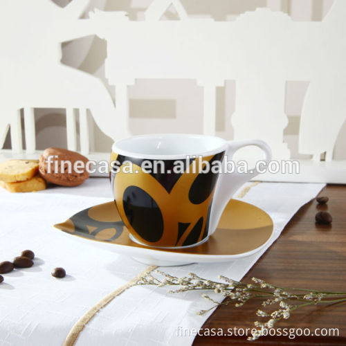 Napoli Gift Collection 100CC Hyper White Porcelain Gold Plated Porcelain Cup of Golden Cycles